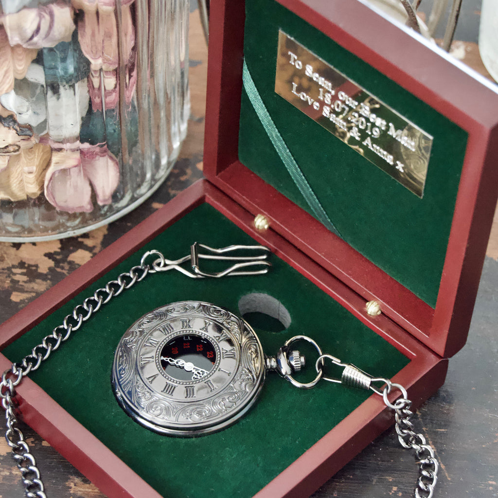 Engraved Gunmetal pocket watch groomsmen gift Watches For Weddings