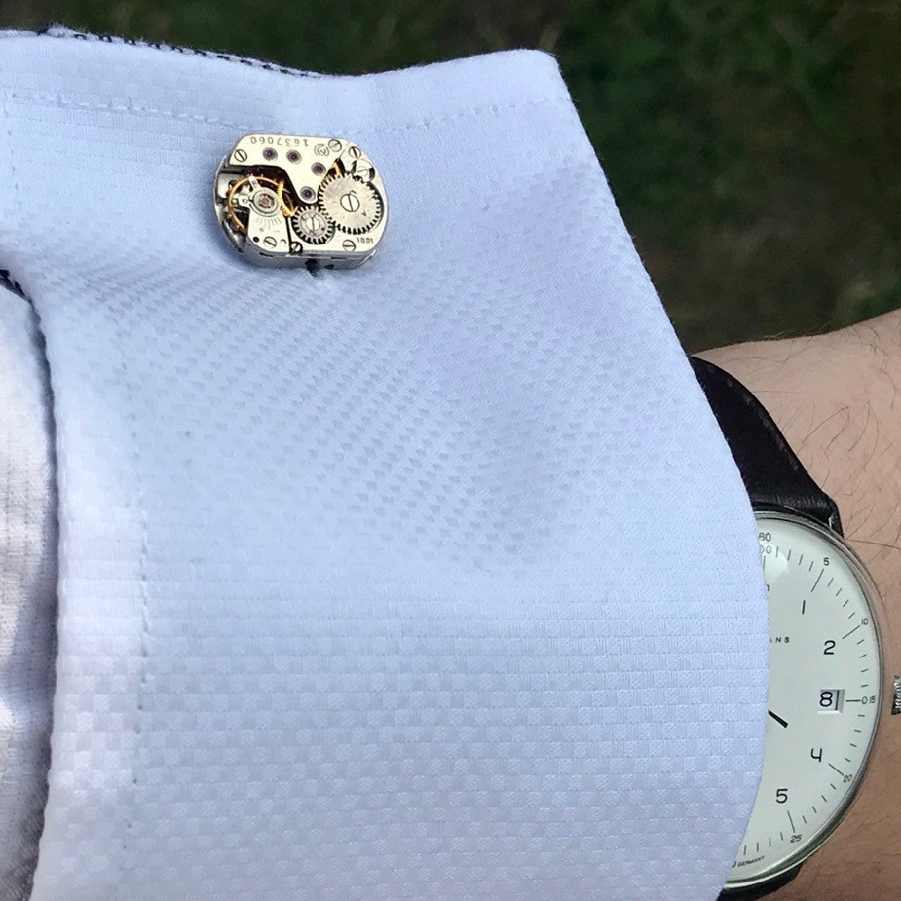 Steampunk cufflinks groomsmen gifts suit watch