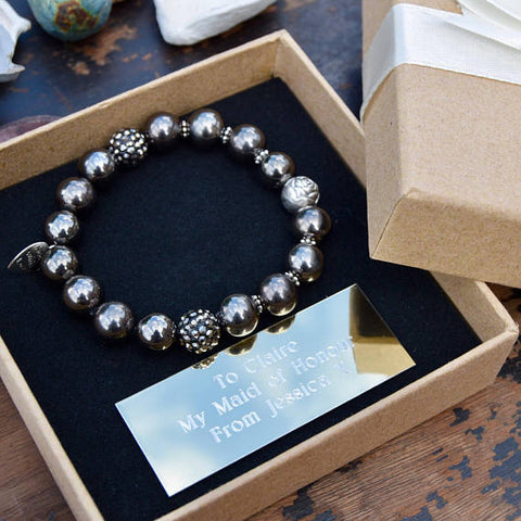 Engraved Pewter bracelet bridesmaids gifts
