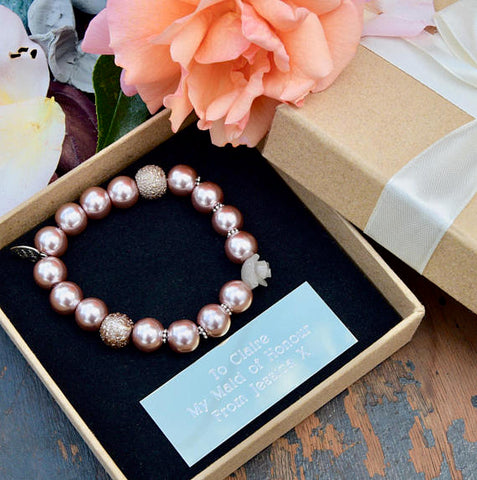 Engraved Rose bracelet bridesmaids gifts